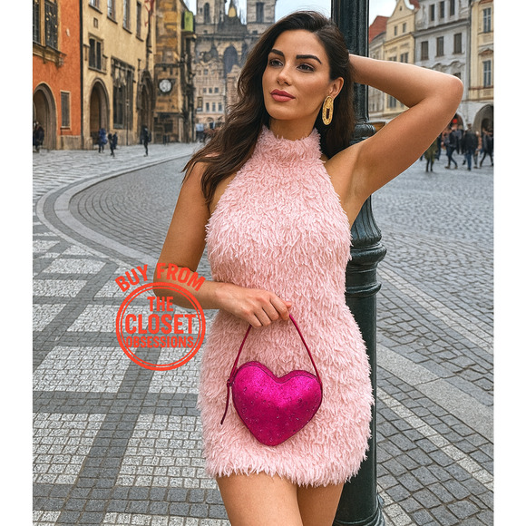 ZARA Pink Feather Appliqué Mini Dress NWT | Halter Open Back Blogger Fave - Picture 1 of 16